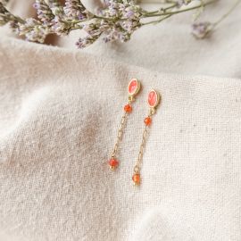 BLISS orange oval post earrings - Olivolga Bijoux