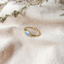 BLISS bague ajustable ovale blue - Olivolga Bijoux