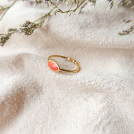 BLISS orange mini oval ring - Olivolga Bijoux