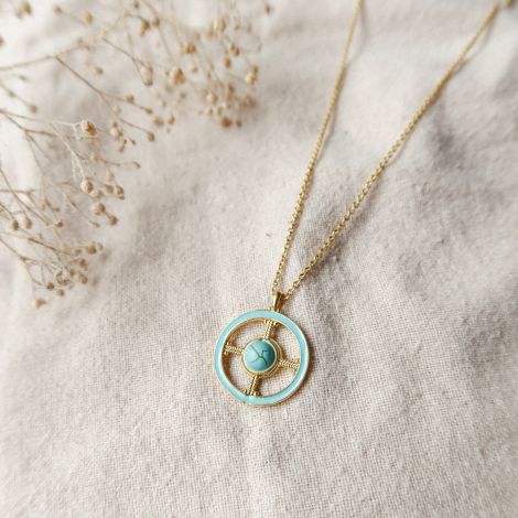 DELPHES turquoise round pendant necklace