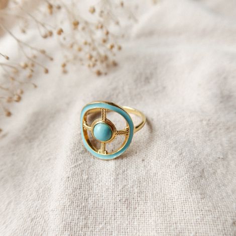 DELPHES round turquoise ring