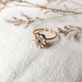 FLOWER blacklip flower ring - Olivolga Bijoux