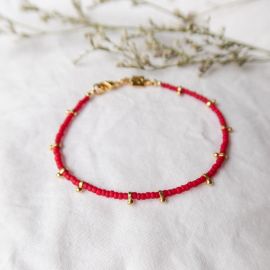 MALICE bracelet mini perles rouges - Olivolga Bijoux