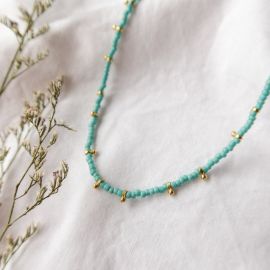 MALICE turquoise rocaille necklace - Olivolga Bijoux