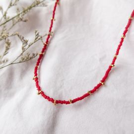 MALICE collier mini perles rouges - Olivolga Bijoux