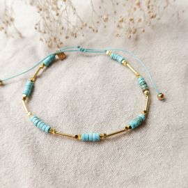 SUMMER bracelet de cheville heishi turquoise - Olivolga Bijoux