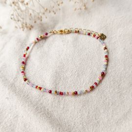 SUMMER mini beads ankle bracelet garnet - Olivolga Bijoux