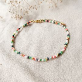 SUMMER mini beads ankle bracelet green - Olivolga Bijoux