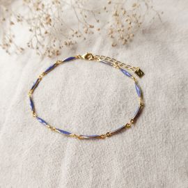 SUMMER ankle bracelet enameled chain blue - Olivolga Bijoux