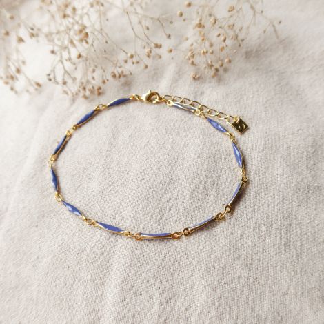 SUMMER anklet bracelet enameled chain blue