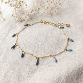 SUMMER bracelet de cheville gouttes bleues - Olivolga Bijoux