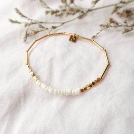 SUNSET bracelet extensible coquillage blanc - Olivolga Bijoux