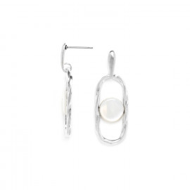 post earrings with centered white MOP cabochon "Rapsody" - Ori Tao