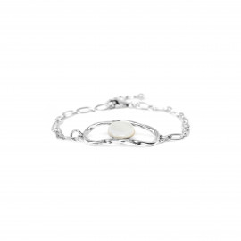 bracelet chaine fine cabochon nacre blanche "Rapsody" - Ori Tao