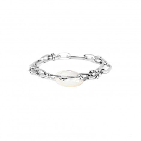 chain bracelet with white MOp lock "Rapsody"