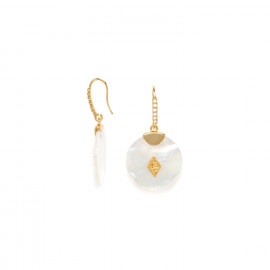 crystallized hook earrings with mother of pearl disc "Ally" - 