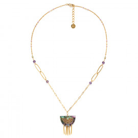 semi-circle paua + tube dangle necklace "June" - Franck Herval
