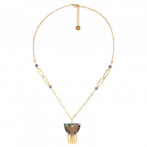 semi-circle paua + tube dangle necklace "June"