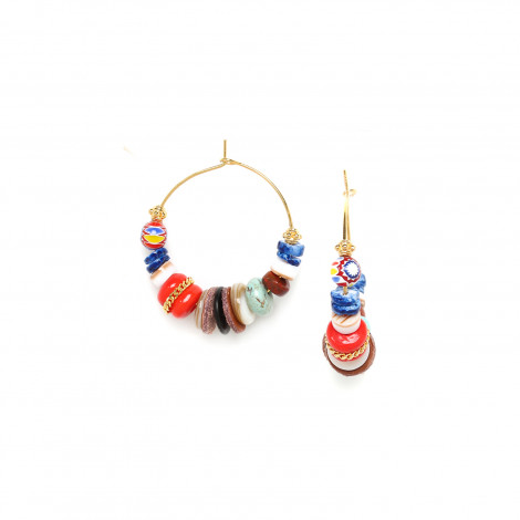 red & blue creole earrings "Mestisa"