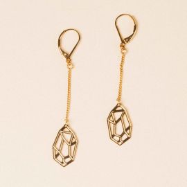 ROCK Long golden earrings - Amélie Blaise