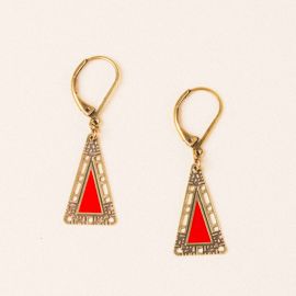 Boucles d'oreilles pyramide rouge AZTEQUE - Amélie Blaise