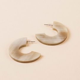 Boucles d'oreilles anneau plat en corne blonde - L'Indochineur