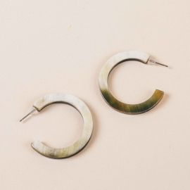 Small hoop earrings in african black horn - 