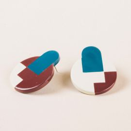 Dédale earrings in blond horn and tricolor lacquer - 