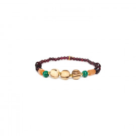 bracelet extensible 3 perles de tamarinier "Bergame" - 