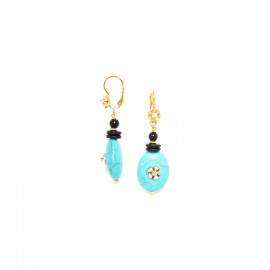 turquoise earrings "Lagon noir" - 