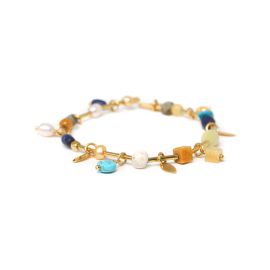 PLAYA bracelet extensible pampilles moutarde & bleu "Les complices" - Franck Herval