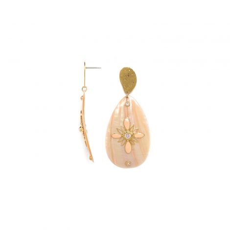GAIA XL pink drop post earrings "Les radieuses"