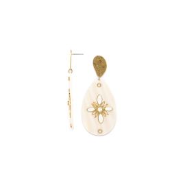 GAIA XL pink shell drop post earrings "Les radieuses" - 