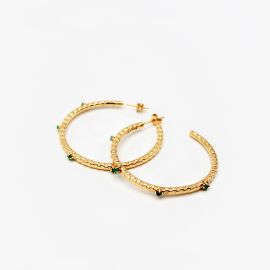 CASSANDRE GREEN Onyx Stone Large Hoop Earrings - L'atelier des Dames