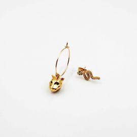 CARLA tiger and snake hoop earrings - L'atelier des Dames