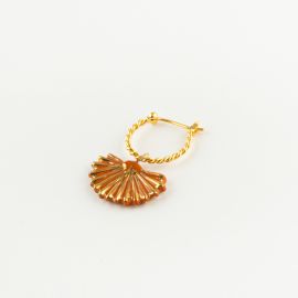 Terracotta fan mini earring - 