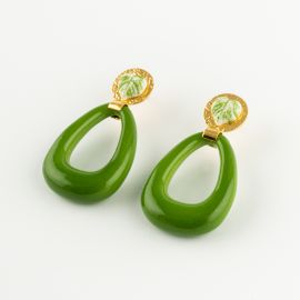 Green chunky leaf earrings - Nach