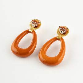 Terracotta chunky Red Panda earrings - Nach