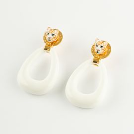 White chunky Tiger earrings - 