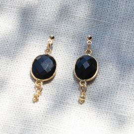 CATHY black onyx stone earrings - 