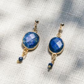 CATHY lapis lazuli stone earrings - L'atelier des Dames