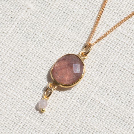 CATHY strawberry quartz stone necklace