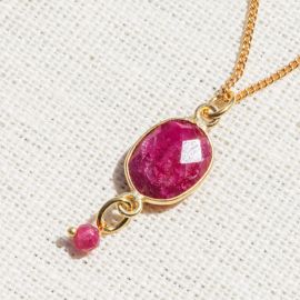 CATHY pink chalcedony stone necklace - L'atelier des Dames