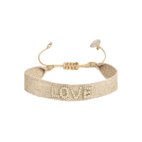 Beige and white SILVER LOVE bracelet S