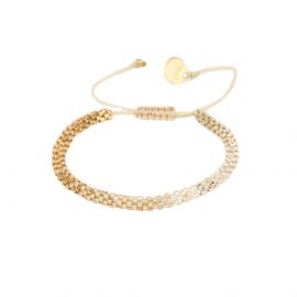Gold, beige and white HOOPYS bracelet S - Mishky
