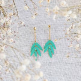 EXOTICA green leaf post earrings - 