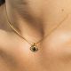 FEELING "eye shape" pendant necklace(black horn) - Olivolga Bijoux