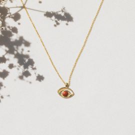FEELING "eye shape" necklace (red jasper) - Olivolga Bijoux
