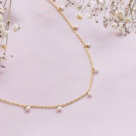 MILKY mini fresh water pearl dangle necklace - Olivolga Bijoux