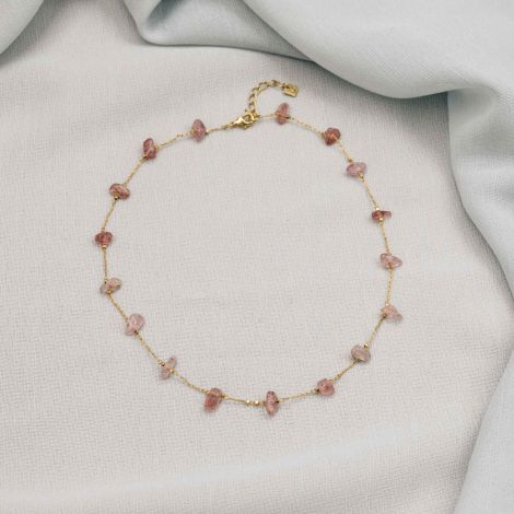 PEPITA strawberry quartz short necklace